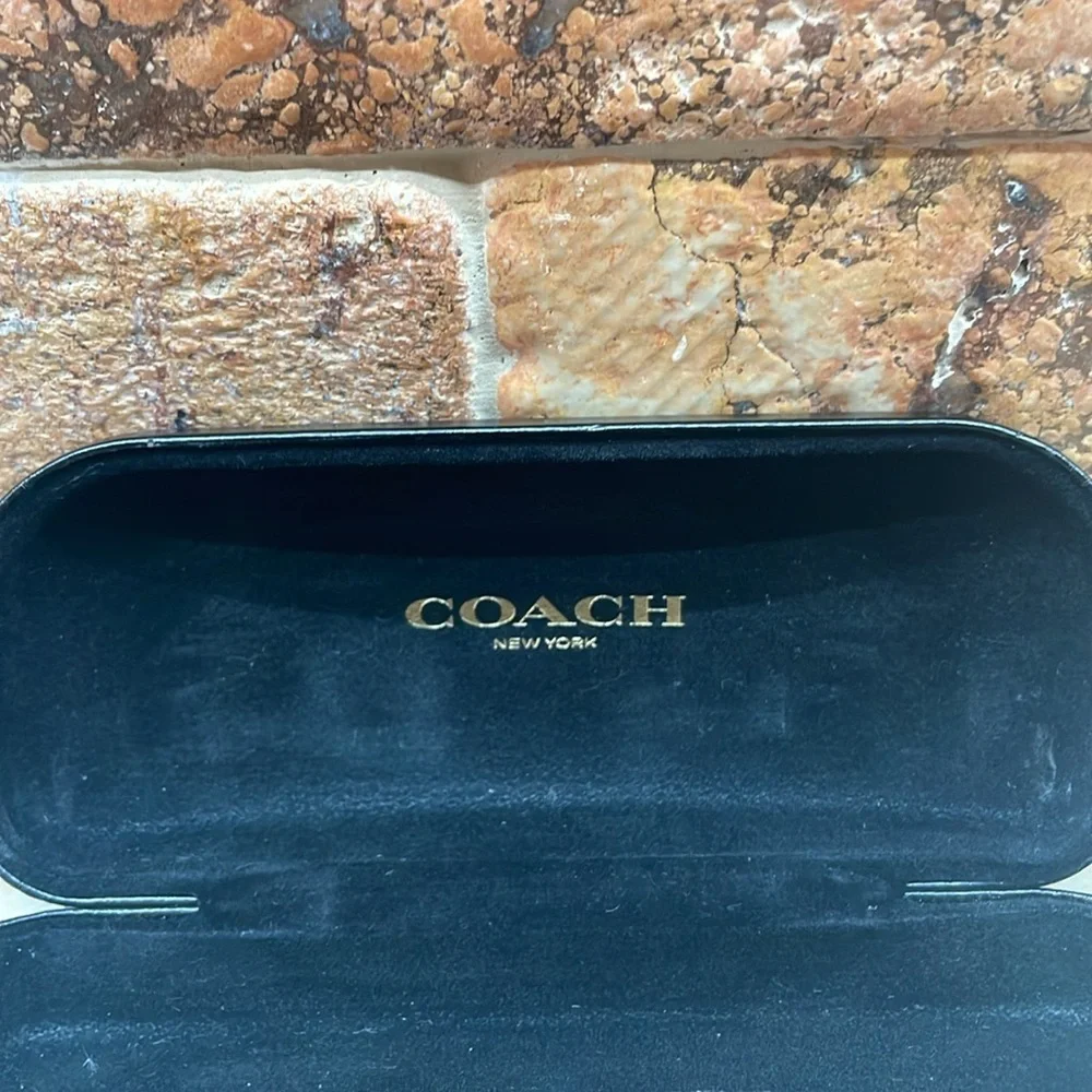 Coach Black Hard Case Eyeglasses Leather Look Logo Sunglasses Eyewear